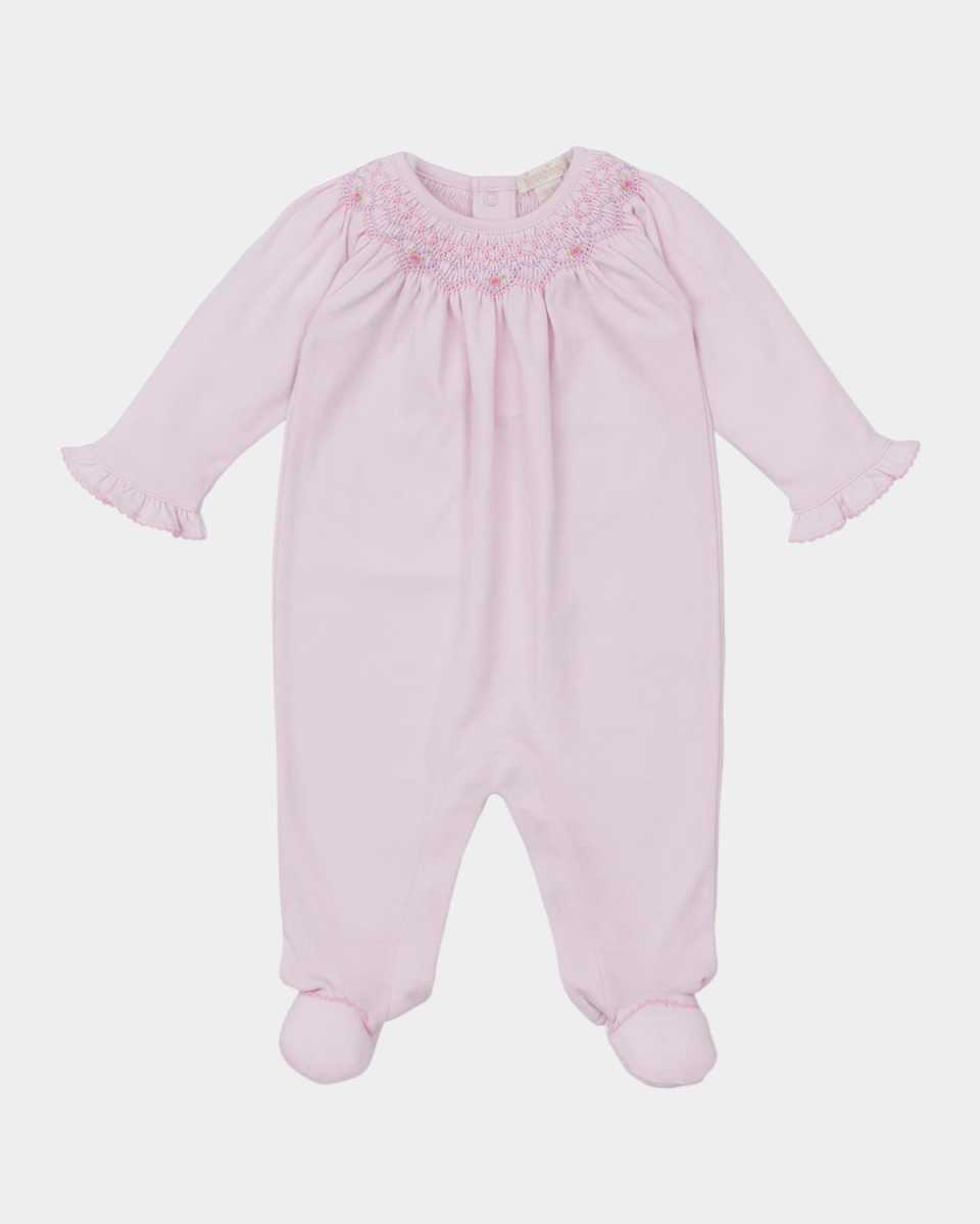Girl's CLB Summer Smocked Bishop Footie, Size Newborn-9M